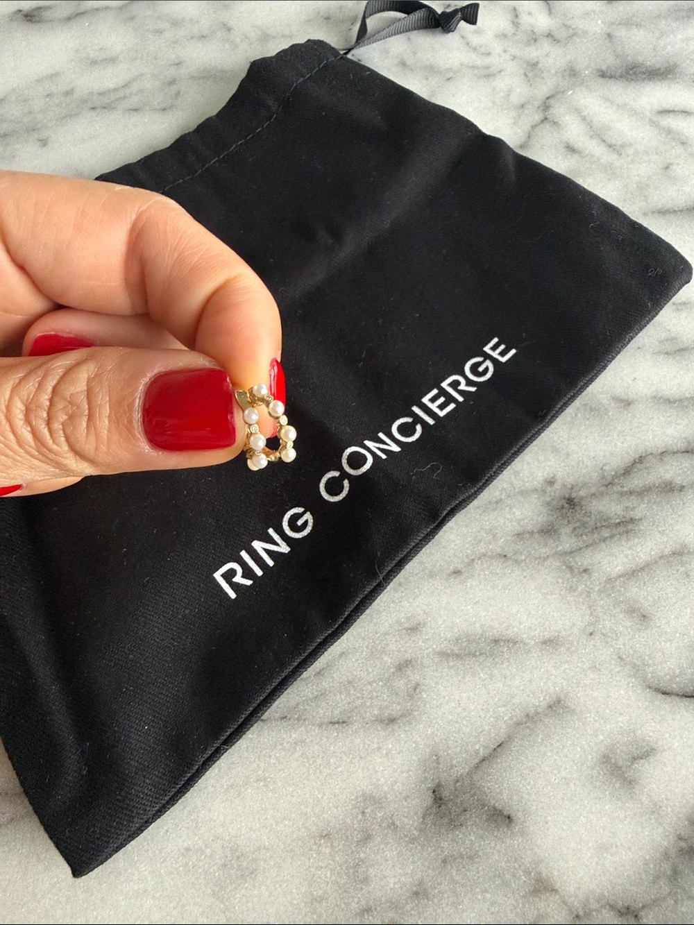 Ring Concierge 14k Gold and Pearl Mini Huggie Earring